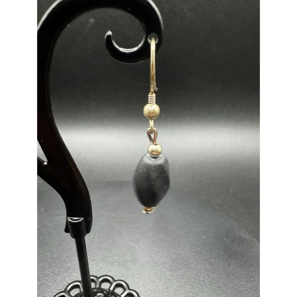 Mexico Black Obsidian‎ Dangle Earrings